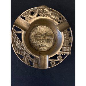 Antique Brass Chinese Dragon Ashtray